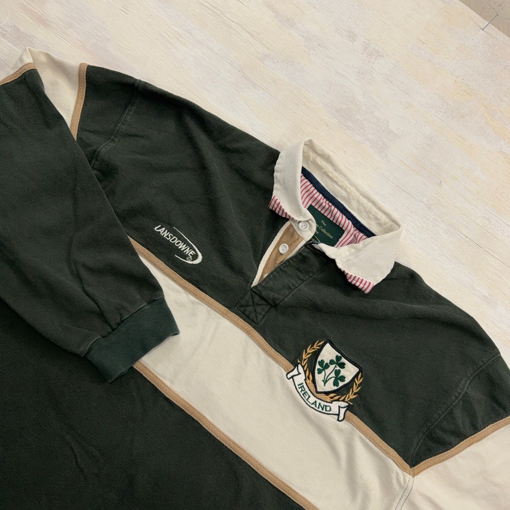 Lansdowne Rugby Shirt Heritage Collection XL Ireland Crest Green Cream Mens